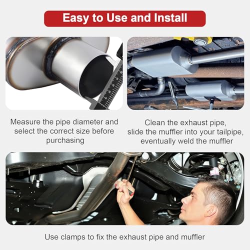 Exhaust Muffler 2.25" Inlet/Outlet, Universal Muffler for Cars Trucks, Stainless Steel Straight-Through Chamber Performance, 20" Overall Length - size: 2.25" Inlet/Outlet+ 20" Overall Length