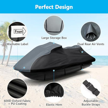 Jet Ski Cover for Yamaha VX Cruiser/VX Cruiser HO 2021-2024 Waterproof 600D - size: For Yamaha VX Cruiser/VX Cruiser HO 2021-2024