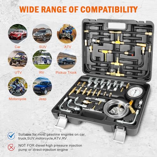 0-140PSI Fuel Injector Injection Pump Pressure Tester Gauge Kit Car Tools - size: Senior