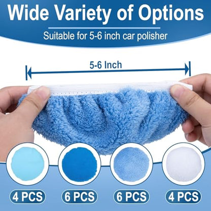 BFXM 20PCS Car Buffer Pads Set, 5-6 Inch Buffing Pads for Orbital Buffer - color: S