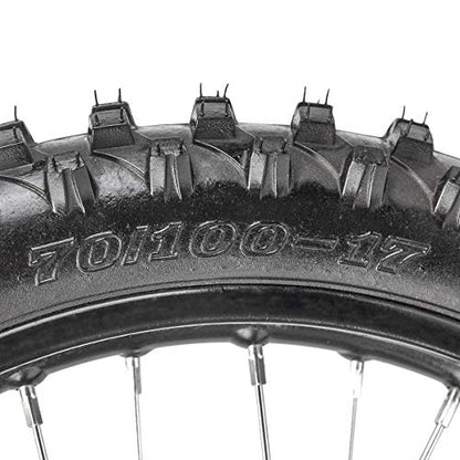 70/100-17 Front + 90/100-14 Rear Wheels Tires for Dirt Pit Bikes | 2.75x17 & 3.5-14 Tires and Rims Inner tubes with 15mm Bearings Motocross Off Road