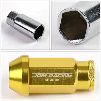 Auto Dynasty 20-Piece M12 x 1.5 Extended Aluminum Alloy Wheel Lug Nuts+Adapter Key (Gold) - color: Gold