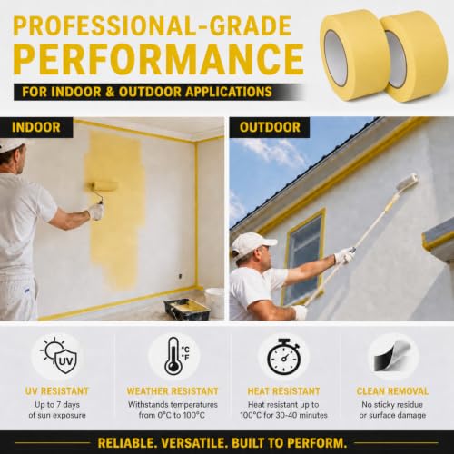 Frienda 30 Pack 1800 Total Yards Yellow Painters Tape Bulk