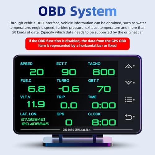 MH Obd2 Gauge Display Heads Up Display 4.3-inch TFT LCD Screen Multi-Function Digital HUD Gauge Cluster with Speed RPM Boost for All Car