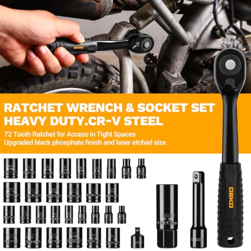 DEKOPRO 218-Piece General Household Hand Tool kit, Professional Auto Repair Tool Set for Homeowner, General Household Hand Tool Set with Plier, Screwdriver Set, Socket Set, with Portable Storage Case