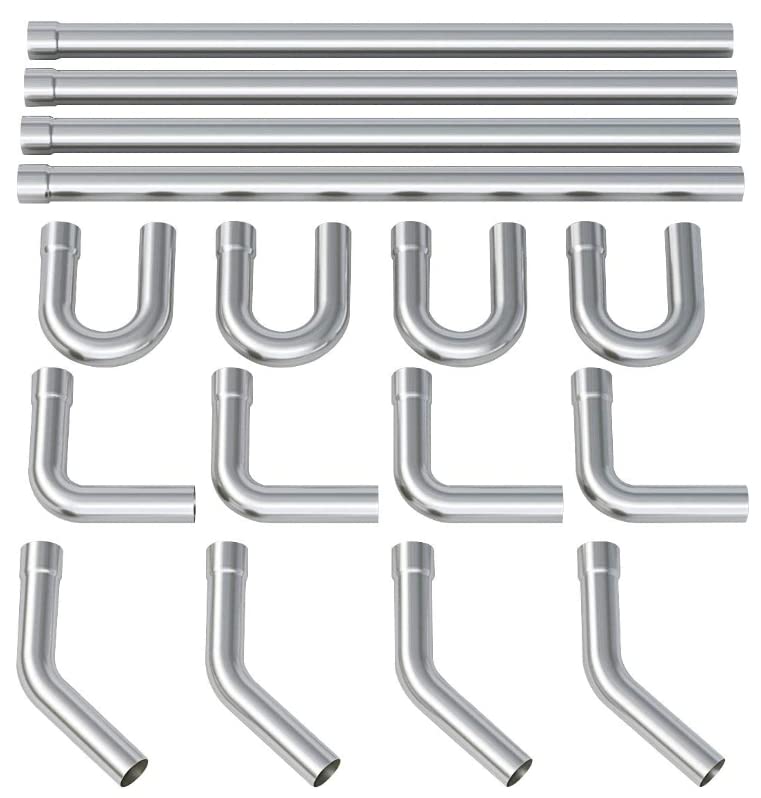 A-KARCK Stainless Steel Mandrel Bends 16 Pcs, 3 Inches 304 Stainless Steel DIY Custom Exhaust Tubing Pipe Straight & U-Bend Kit, Universal Fit - size: 3 inch 16 piece Kit, style: Stainless Steel