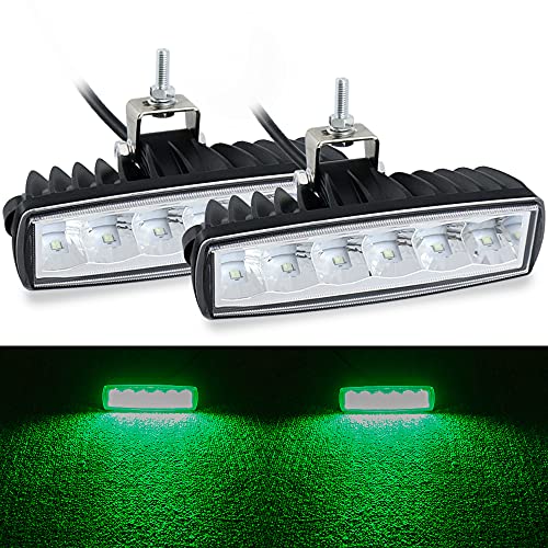STDYSUN LED Green Hunting Fishing Lights 2Pcs 30W 6Inch Waterproof Driving Fog Lights Work Auxiliary Lights Driving Lights Bar Fit For Fish Pig Deer Hog Predator Truck Trator UTV ATV Golf Boat - color: Green