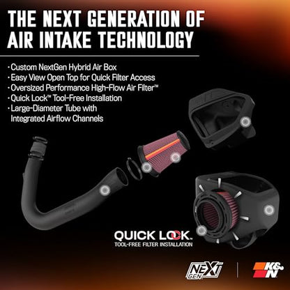 K&N NextGen Cold Air Intake System: High-Flow Cotton Filter: Compatible with 2011-2023 Dodge/Chrysler: Challenger, Charger, 300, 300C, 50-2544 - style: NextGen
