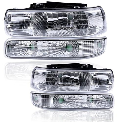 G-PLUS Headlights Compatible with Chevy Silverado 1999 2000 2001 2002 - size: [Clear] 1999-2002 Silverado
