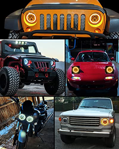 Nilight 2PCS 7 Inch LED Halo Headlights w/Turn Signal Amber White DRL - color: JK Headlight White Amber 2Pcs