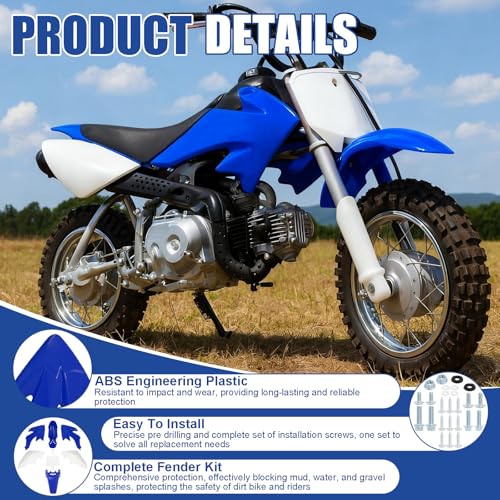 Podoy CRF50 Body Fender Kit Plastic Fairing 7PCS with Bolts (Blue) - style: Blue
