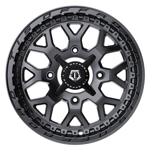 TIS UTV 558A 15X7 Satin Anthracite w/Milled Black Lip Logo - 4X137 Bolt Pattern, +38 Offset, Hub Bore 110.18mm - color: Satin Anthracite w/Milled Black Lip Logo, size: Size: 15X7 | BP: 4X137 | Offset: +38