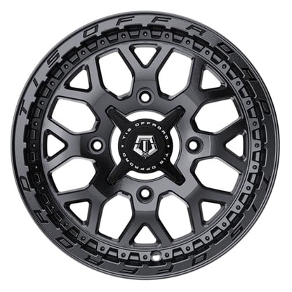 TIS UTV 558A 15X7 Satin Anthracite w/Milled Black Lip Logo - 4X137 Bolt Pattern, +38 Offset, Hub Bore 110.18mm - color: Satin Anthracite w/Milled Black Lip Logo, size: Size: 15X7 | BP: 4X137 | Offset: +38
