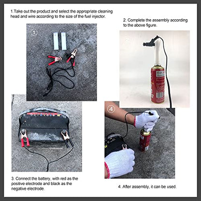 HAOBO Fuel Injector Cleaner Kit, Universal Fuel Injector Flush Cleaner Adapter DIY Cleaning Tool Kit with Test Lead, Car Accessories for 12-24V Auto Car Diesel Gas Fuel Injector