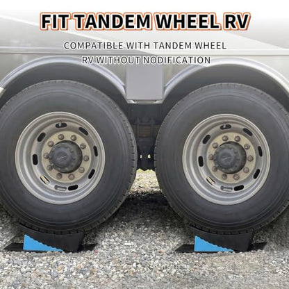 OULEME 2 PK RV Leveling Block, Dual Axle Trailer Curved Leveler Ramp, Blue - color: Blue, size: M (13*6*4.3 inches)
