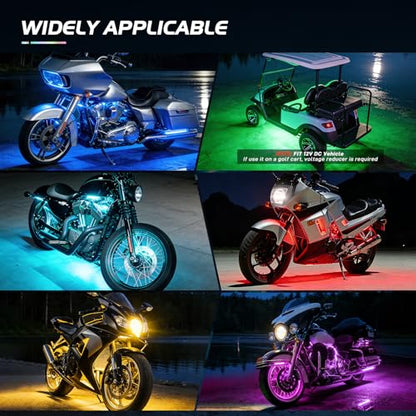Nilight 12PCS Motorcycle RGB LED Light Kit APP and Remote Control - color: 12Pcs RGB LED Strip-APP