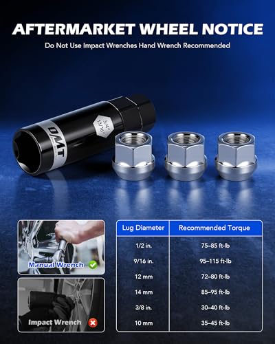 OMT 1/2"-20 Lug Nuts with Cone Seat, 20pcs Lug Nuts Set with 1 Socket Key - color: Silver, size: 1/2"-20, style: 20Pcs 0.78"Long