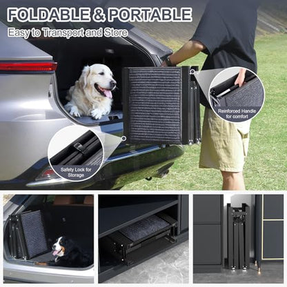 Dog Ramp for Car 63" L × 17" W, Pet Ramp for Truck Foldable - size: Upgraded 63" L x 17.2" W