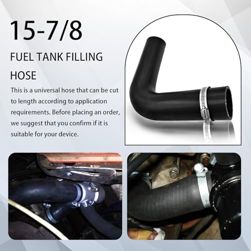 1 3/8 inch Fuel Filler Neck Hose With 4 Clamps, 15 7/8" Length Reinforced Gas Tank Hose (90 Degree, 1.375" ID) - size: 1.375" ID, style: 90 Degree