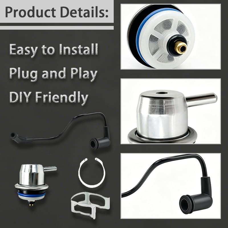Fuel Injection Pressure Regulator with Vacuum Line, Fits Chevy Avalanche 1500, Express 1500/2500/3500, Silverado, Replaces 89060418 17113556