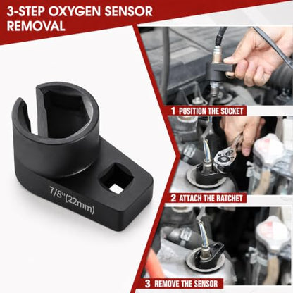 Offset Oxygen Sensor Socket 7/8-Inch 22mm, 3/8 Drive O2 Sensor Removal Tool - size: 1-Piece Offset (22mm, 3/8 in. Drive)