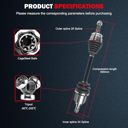 CCIYU Replacement CV Axle Shaft Compatible with 2002-2006 Mini Cooper