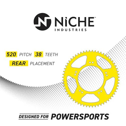 NICHE Drive Sprocket Chain Combo for Yamaha YFZ450 YFZ450SE Front 14 Rear 38 Tooth 520V O-Ring 98 Links - size: O-Ring Chain