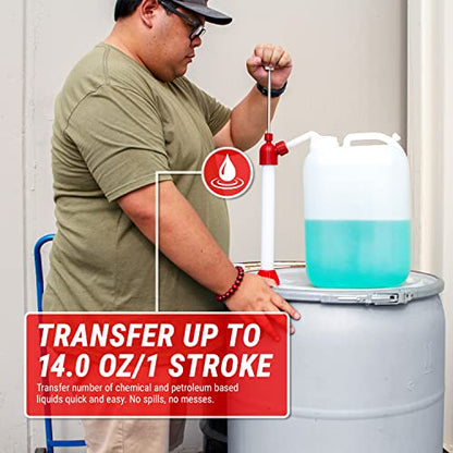 TERAPUMP Drum Barrel Pump for Mild Acids, DEF, Chemical and Biodiesel, Lift Action Manual Pump (14oz / Stroke) Adjustable Height, Fits 15-55 Gallon Barrel Drum - style: 14 oz / Stroke
