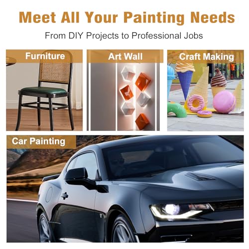 HVLP Spray Gun Premium Kit, Automotive Paint Gun 1.4/1.7/2.0/2.5mm Nozzles - color: Black