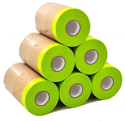 xianshengle Pre-Taped Masking Paper for Painting Tape and Drape Painters Paper, Paint Adhesive Protective Paper Roll for Car and Furniture Protection (6)