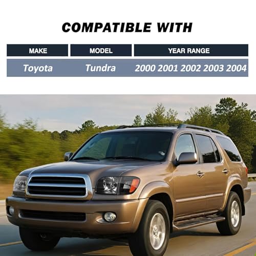 Headlight + Parking Lights Kit For Toyota Tundra Regular/Access Cab 2000-04 - color: Black Housing Amber