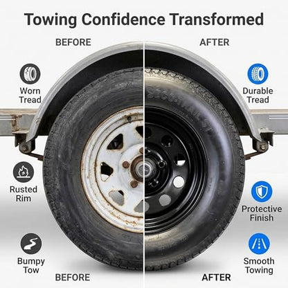 eCustomrim 2-Pack Trailer Tire Rim Assembly ST205/75D15 5 Lug Black Mod