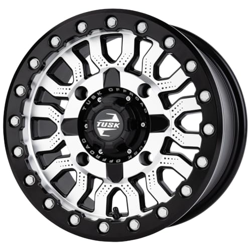 Tusk 4/156 Fremont Beadlock Wheel - 15x7, 4.0+3.0, Machined/Black - color: Machined/Black, size: Offset 4.0 + 3.0