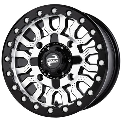 Tusk 4/156 Fremont Beadlock Wheel - 15x7, 4.0+3.0, Machined/Black - color: Machined/Black, size: Offset 4.0 + 3.0