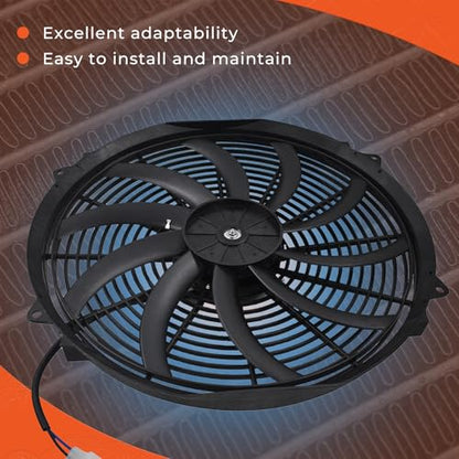 labwork 16" Electric Radiator Fan HIGH 3000+CFM Thermostat Wiring Switch Relay KIT Black
