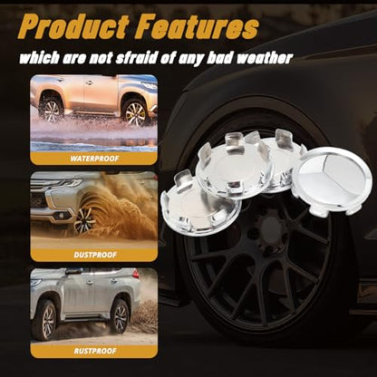 4Pcs 2.93in / 74.5mm Chrome Center Caps 2.76in ID Snap-On - size: OD 74.5MM , ID 70MM