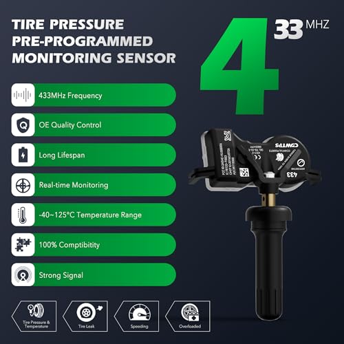 TPMS Sensor Set of 4,433Mhz Chrysler Dodge Tire Pressure Monitor System