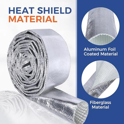 Automotive Heat Shield Sleeve 1-1/2"-22ft High Temp Sheathing Roll - size: 1-1/2"-22ft
