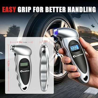 Digital Tire Pressure Gauge,Accurate Cars Air Gauge 150 PSI,Silver - color: Silver(1PK), size: 1 Pack