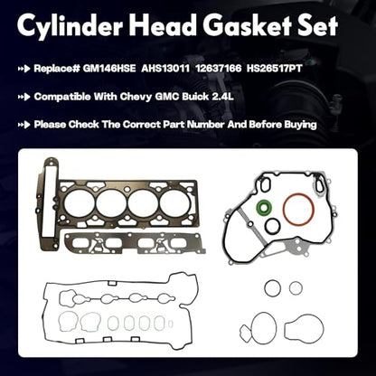 2.4 Timing Chain Kit Head Gasket Set w/Con-Rod Piston Bearing Valves For GM
