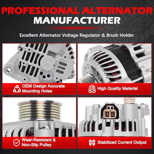 11052 Alternator 12V 110A Fits for V6 3.5L for G35 FX35 2003-2008, for 350Z 2003-2006, for Pathfinder 2004 V6 3.5L Replace OE 11052N, 23100CD010, A003TG0191 - size: 11052 | 110A