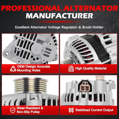 11052 Alternator 12V 110A Fits for V6 3.5L for G35 FX35 2003-2008, for 350Z 2003-2006, for Pathfinder 2004 V6 3.5L Replace OE 11052N, 23100CD010, A003TG0191 - size: 11052 | 110A
