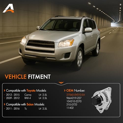 Alternator for 2012-2015 Camry, 2009-2012 RAV4 & 2011-2016 Scion tC 2.5L - size: 27060-0V010-84