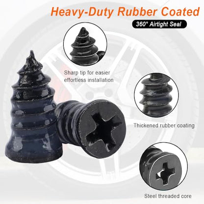 134Pcs Screw-in Tire Plug Kit with Nail Puller and Phillips Screwdriver Bit