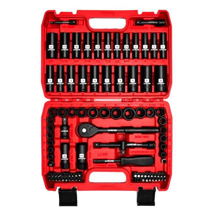 LLNDEI 3/8" Drive Impact Socket Set 95Pcs SAE/Metric - size: 95-Piece 3/8" Drive Impact Socket Set