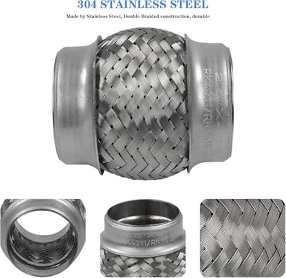 Exhaust Flex Pipe 2.5"x4" Heavy Duty Stainless Steel - size: 2.5"x4"