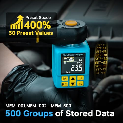 Upgrade 1/2" Digital Torque Adapter for Car, 12.5-250 Ft-lb (±2% Accuracy) - size: 12.5-250 Ft-lb/17-340 Nm