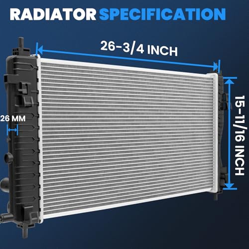 KUIPERAUTO Aluminum Radiator W/Oil Cooler Compatible for 2014-2019 Chevrolet Impala LS LT LTZ l4 Compatible for Malibu Limited Compatible for Buick Regal L4 2.0L 2.5L Replace# CU13328 - style: 14-19 Impala CU13328