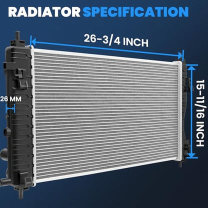 KUIPERAUTO Aluminum Radiator W/Oil Cooler Compatible for 2014-2019 Chevrolet Impala LS LT LTZ l4 Compatible for Malibu Limited Compatible for Buick Regal L4 2.0L 2.5L Replace# CU13328 - style: 14-19 Impala CU13328