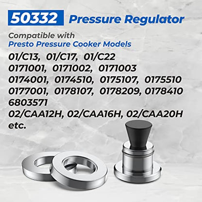 50332 3-Piece Pressure Regulator 5-10-15lb for Presto Pressure Cooker